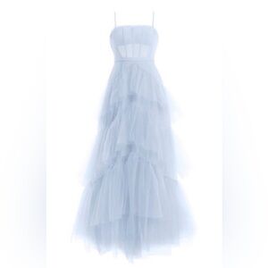 ✨ BCBGMAXAZRIA Ice Blue Tiered Tulle Gown – Size 16 ✨